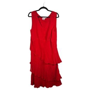 Click by Color Me Cotton Red Flowy Lagenlook Asymmetrical Dress Size XXL